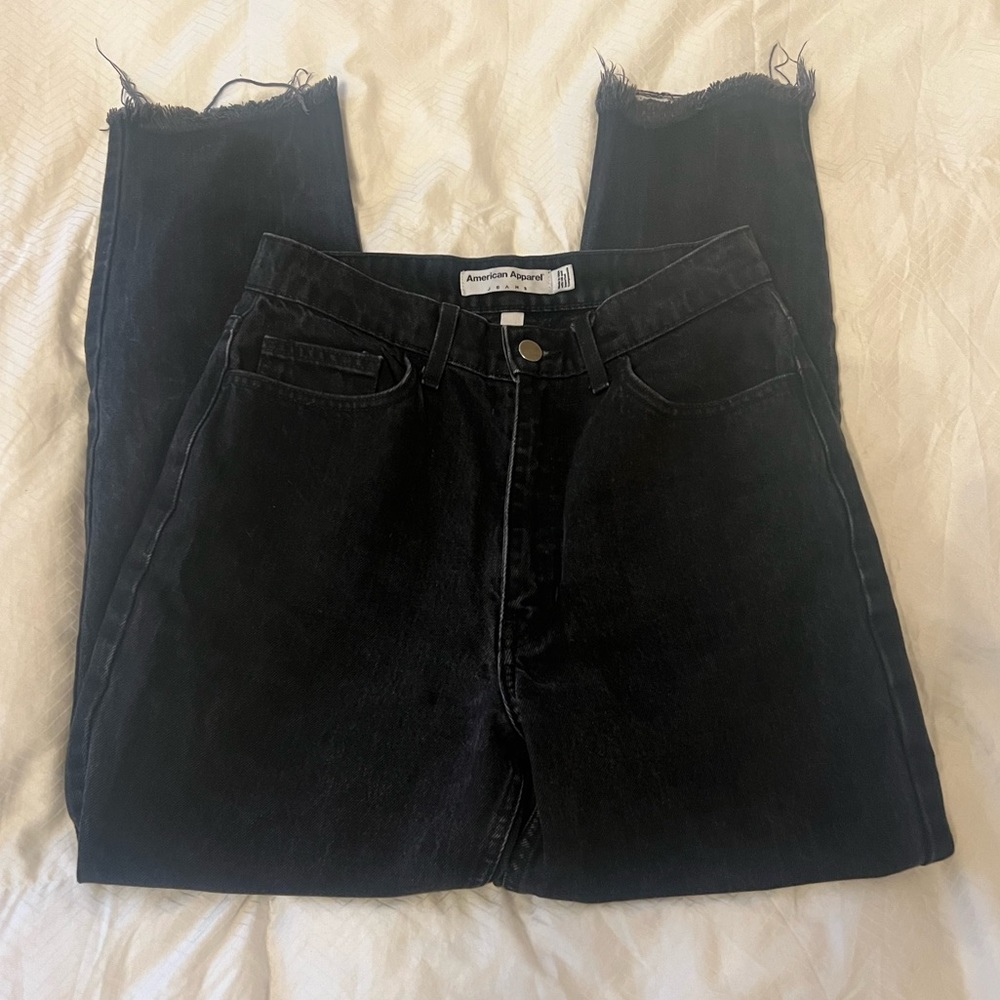american apparel black distressed jeans